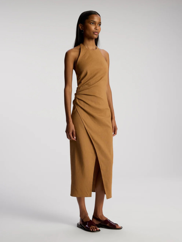 alc brown dress Meshki - Amaya Strapless Chiffon Maxi Dress - Brown main image 1