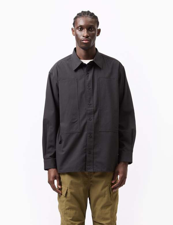 Snow Peak Takibi Light Ripstop Long Sleeve Shirt - Black | Garmentory