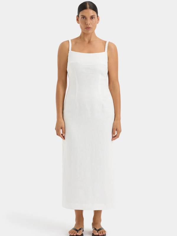 sir primrose ruched linen midi dress SIR Primrose ruched linen midi dress SIR