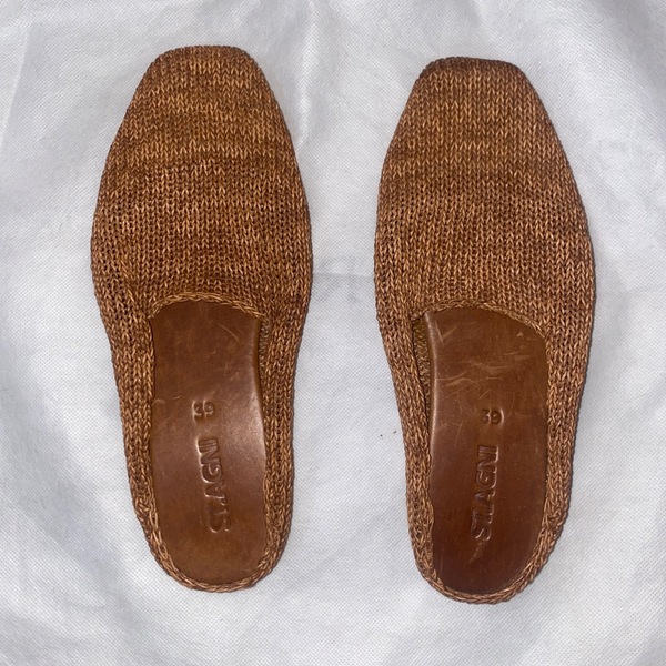 Mae Woven Leather Flat Mule Slides 