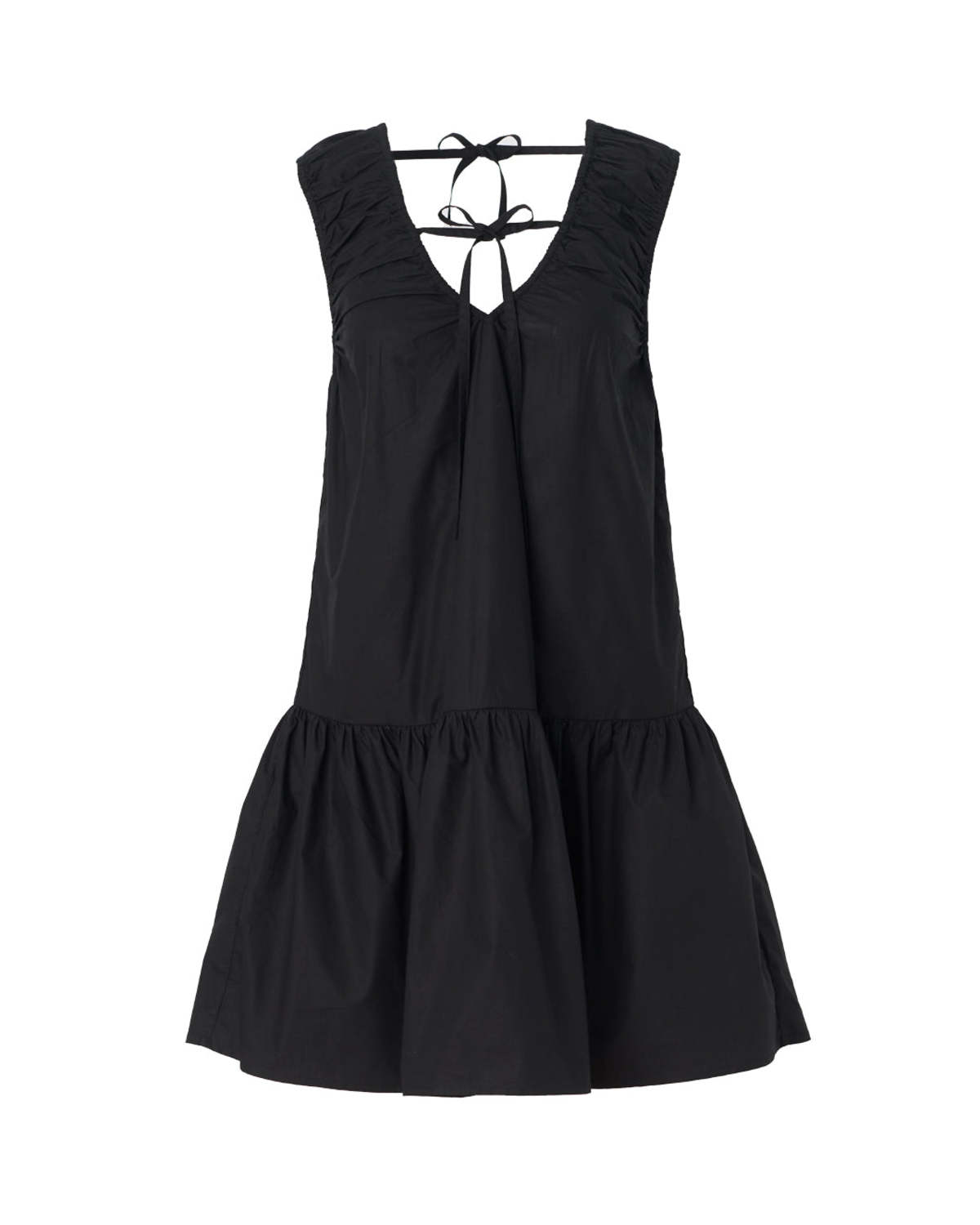 wild fable ruffle tiered black mini dress Abella Black Cotton Poplin Mini Dress – Kind Curations main image 0