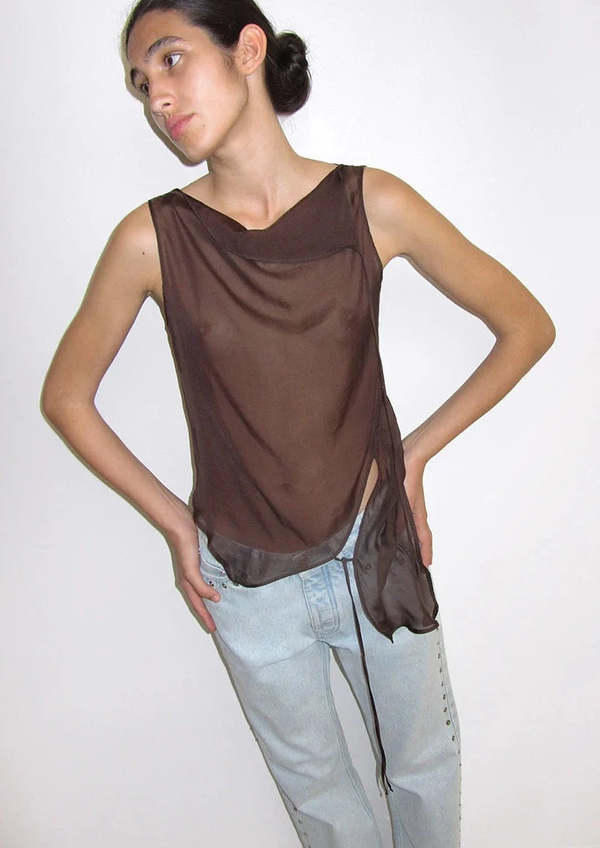 paloma wool ブラウン ホルターネック タンクトップ Brown Vichyl Tank Top by Paloma Wool on Sale