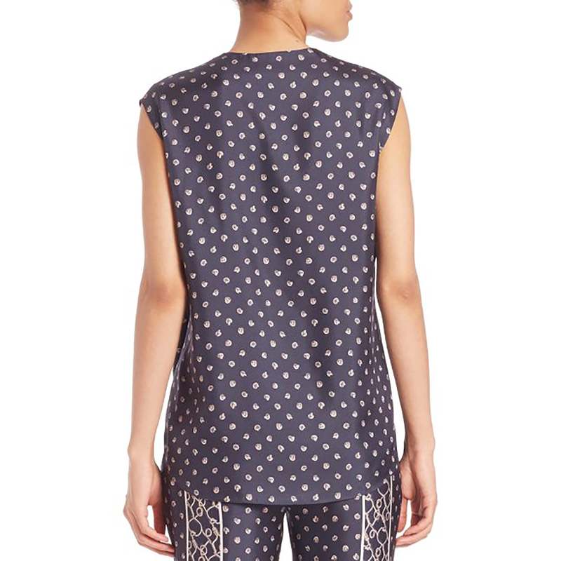 3.1 Phillip Lim フリル付ノースリトップス 正絹 シルク100% シルクノースリーブカットソー 05 ブラック【3.1 Phillip Lim