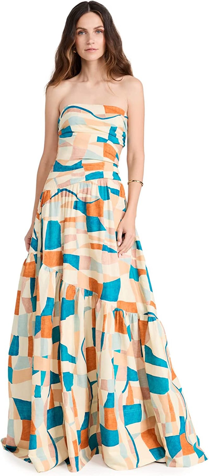 A.L.C. Womens Lark Dress - Amalfi Blue/Apricot Multicolor | Garmentory A.L.C. Womens Lark Dress - Amalfi Blue/Apricot Multicolor | Garmentory