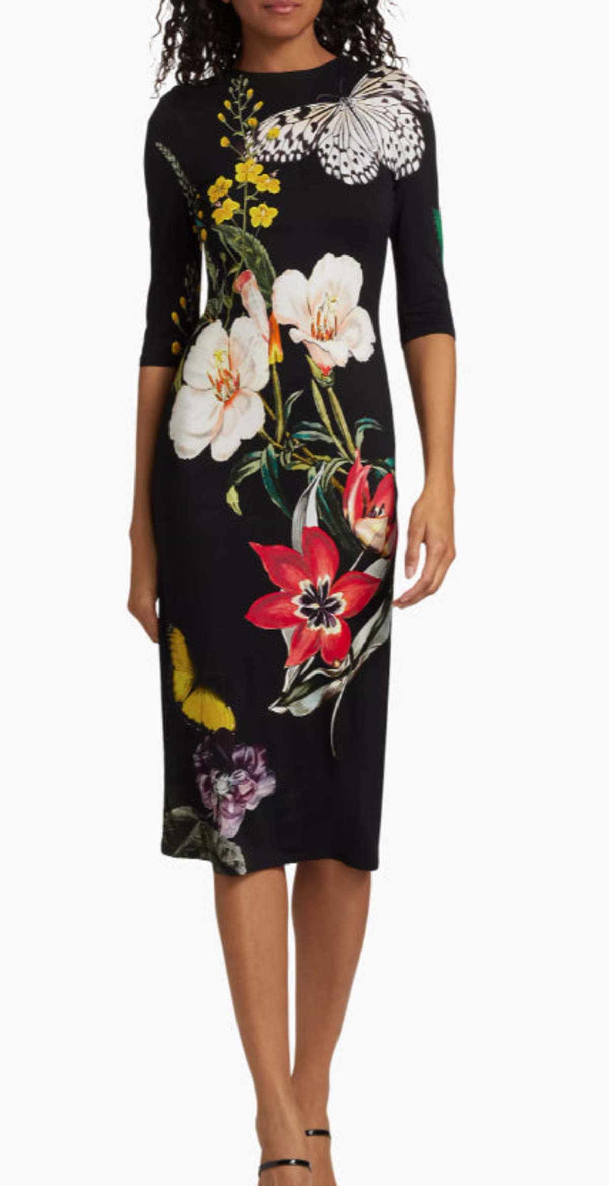 knee length dresses for ladies Delora Floral Midi Dress – The TLB Boutique main image 1