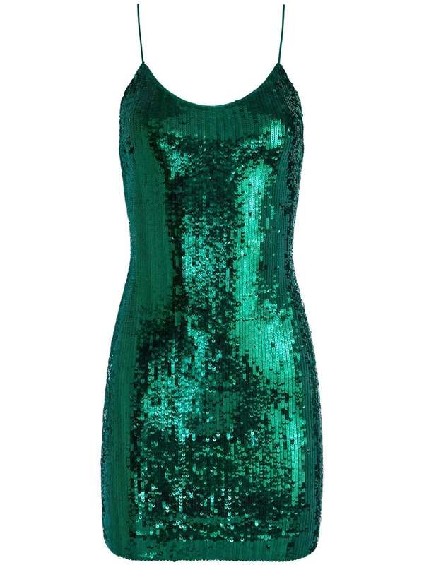 green emerald velvet dress Alice & Olivia