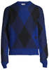 Burberry EKD Wool Sweater - Blue Argyle Check - Thumbnail 1