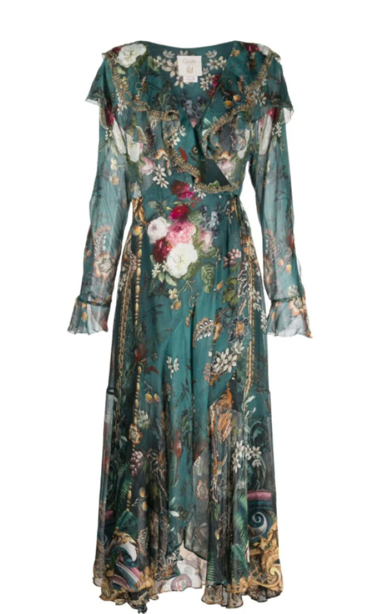 sachin and babi light blue dress 388-3 FRANCES chiffon wrap dress with long sleeves - mallows