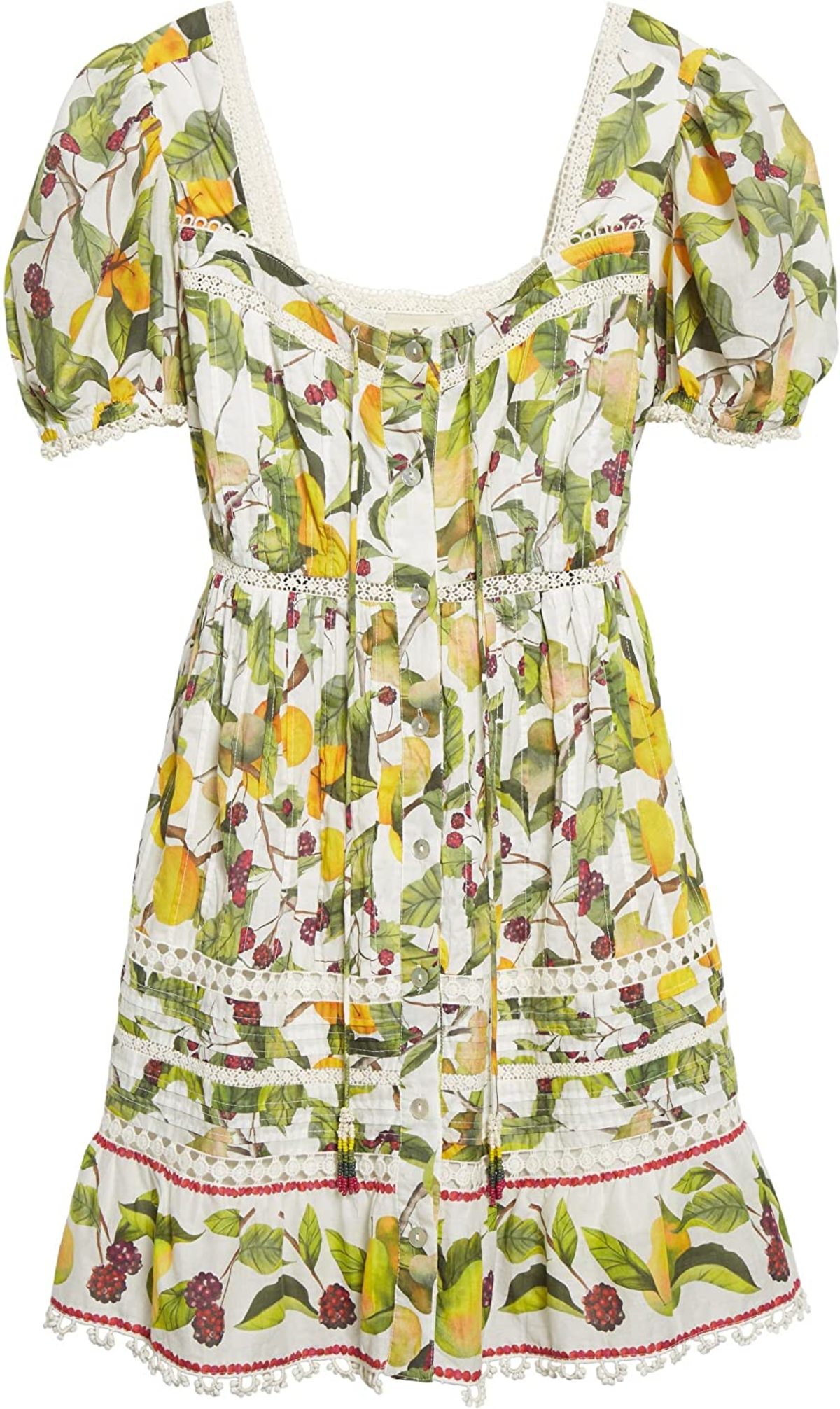 Farm Rio Puff Sleeve Cotton Mini Dress - Fruit Orchard | Garmentory
