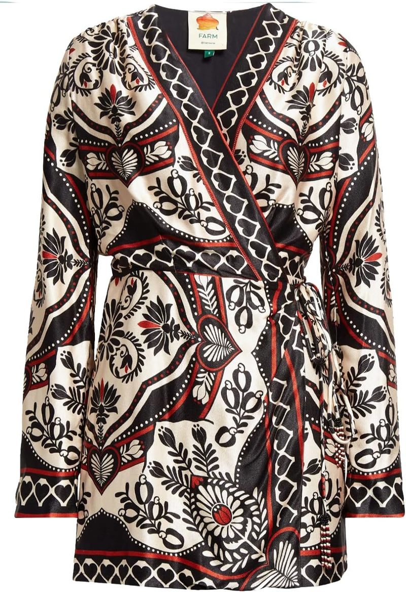 Farm Rio Women Passion Long Sleeve V-Neck Scarf dress - Multicolor |  Garmentory