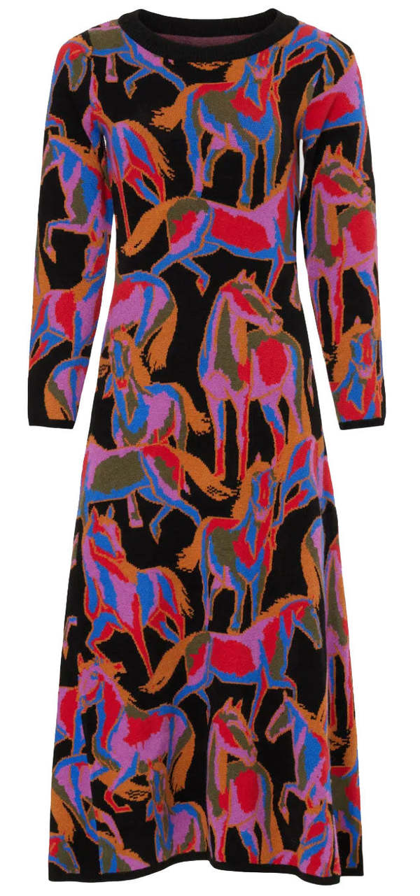 Farm Rio Women Wild Horses Black Cut Out Knit Midi Dress Multi | Garmentory Farm Rio Women Wild Horses Black Cut Out Knit Midi Dress Multi | Garmentory