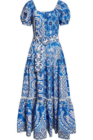 knee length dresses for ladies Blue Tile Dream Sleeveless Maxi Dress – FARM Rio