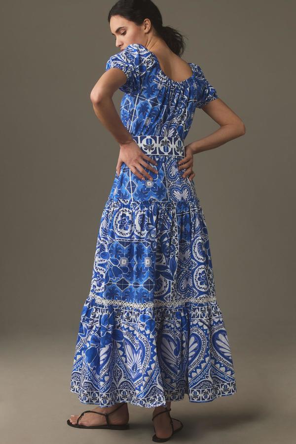 chinese dress ladies Watercolor Floral Blue Maxi Dress main image 1