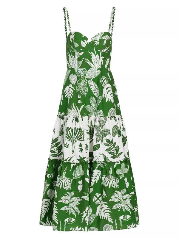 slim fit dress slacks Farm Rio Green 3D Flower Leather Mini Dress, Green / XXS main image 0