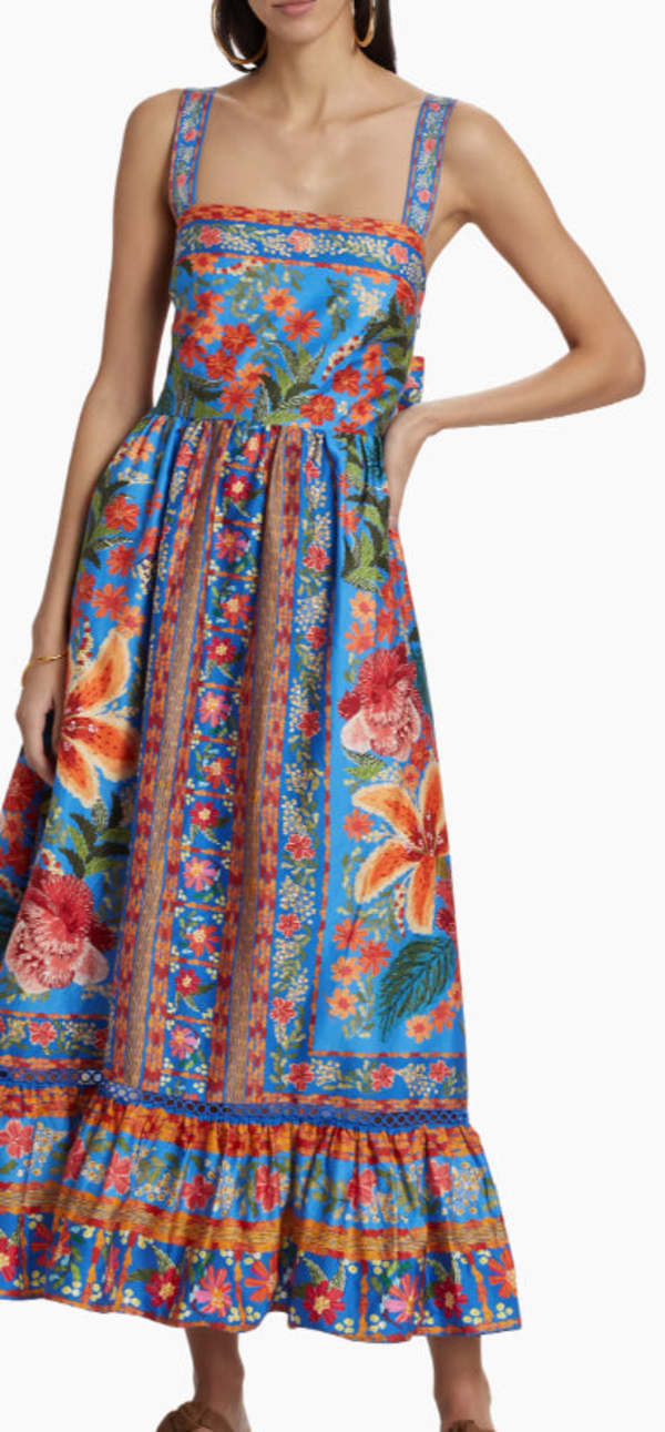 chinese dress ladies Lilac Flower Tiles Sleeveless Tiered Maxi Dress main image 1