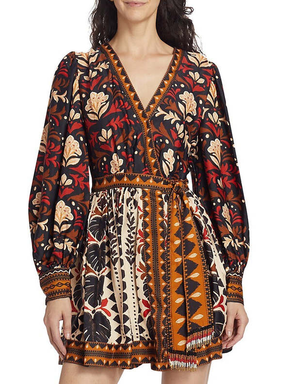 Farm Rio V Neckline Viscose Blend Mini Dress - Tapestry Garden Multicolor | Garmentory Farm Rio V Neckline Viscose Blend Mini Dress - Tapestry Garden Multicolor | Garmentory