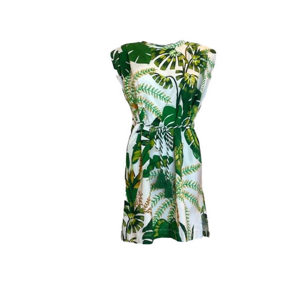 farm rio white green dress Off-White Green Floral Cascade Midi Dress – FARM Rio main image 0