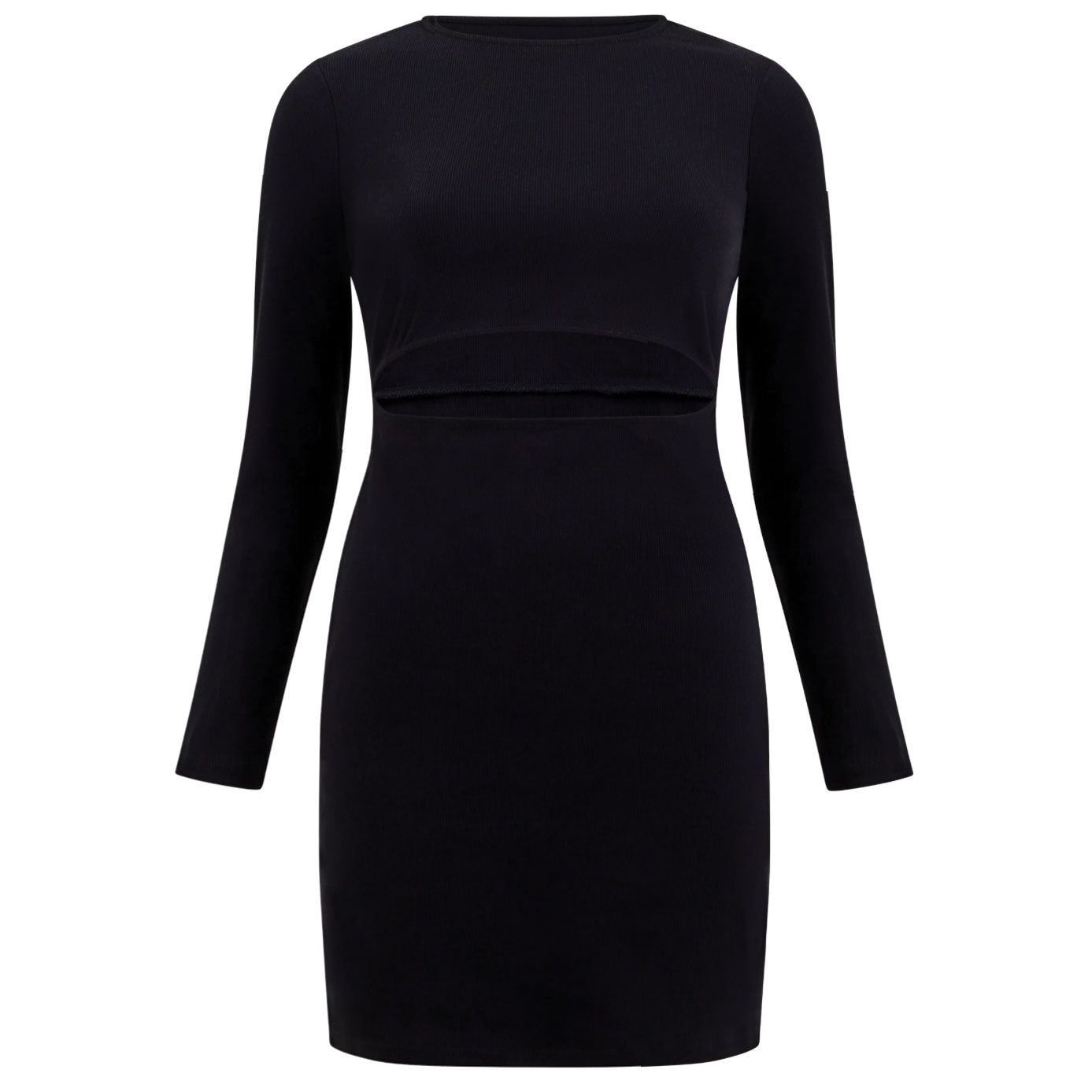 knee length dresses for ladies FRENCH CONNECTION Black Long Sleeve Dress with Crystal Collar main image 0