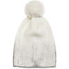 Jocelyn Womens Metallic Pom Pom Knit Hat Beanie - Ivory/Silver - Thumbnail 1