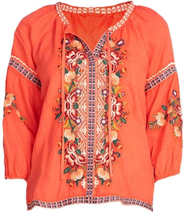 Johnny Was Women’s Katerina Peasant Blouse – Pink Floral – XS