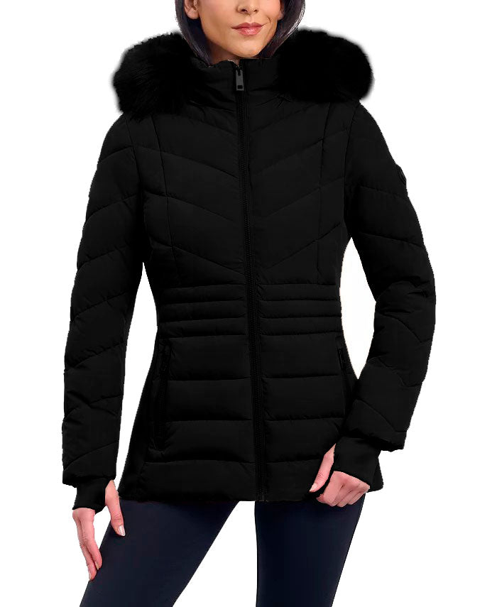新作セール MICHAEL KORS Faux Fur Hooded Belted Puffer Jacket Amazon.com: Michael Michael Kors Women's Black Down Belted