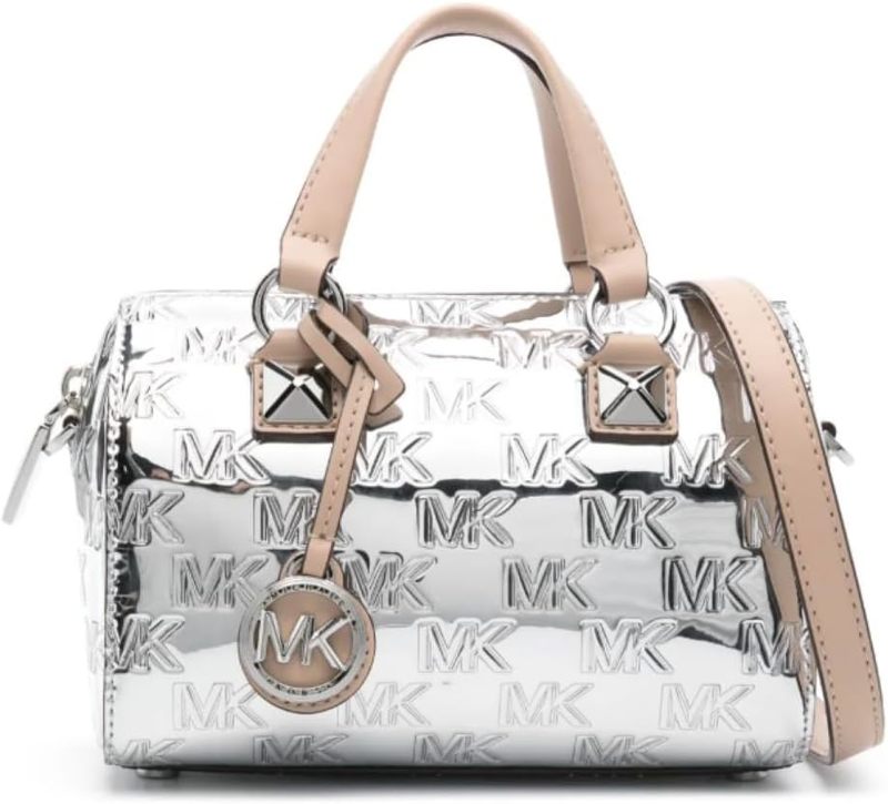Michael Kors Grayson Small Duffle Crossbody Handbag Silver