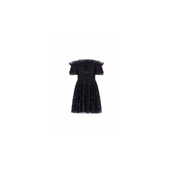 Needle & Thread Sequin Wreath Off- Shoulder Micro Mini Dress - Graphite |  Garmentory