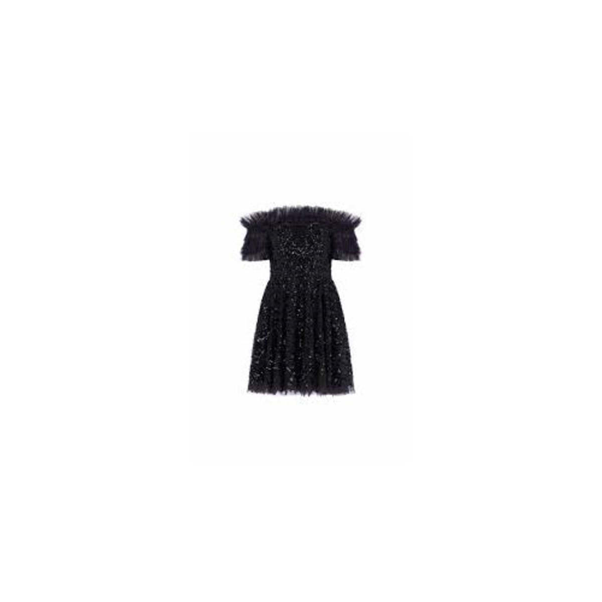 Needle & Thread Sequin Wreath Off- Shoulder Micro Mini Dress - Graphite |  Garmentory