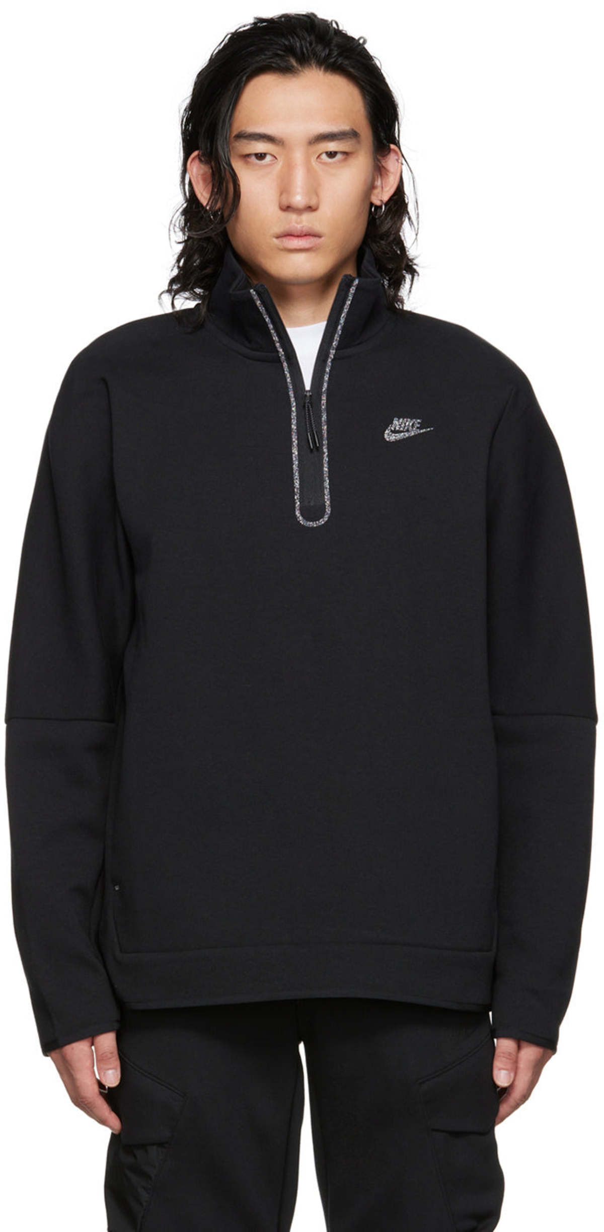 Nike Half-Zip Stand Collar Sweatshirt - Solid Black | Garmentory