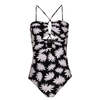 Patbo Dahlia Lace Up One-Piece Swimsuit - Black/White Floral - Thumbnail 4