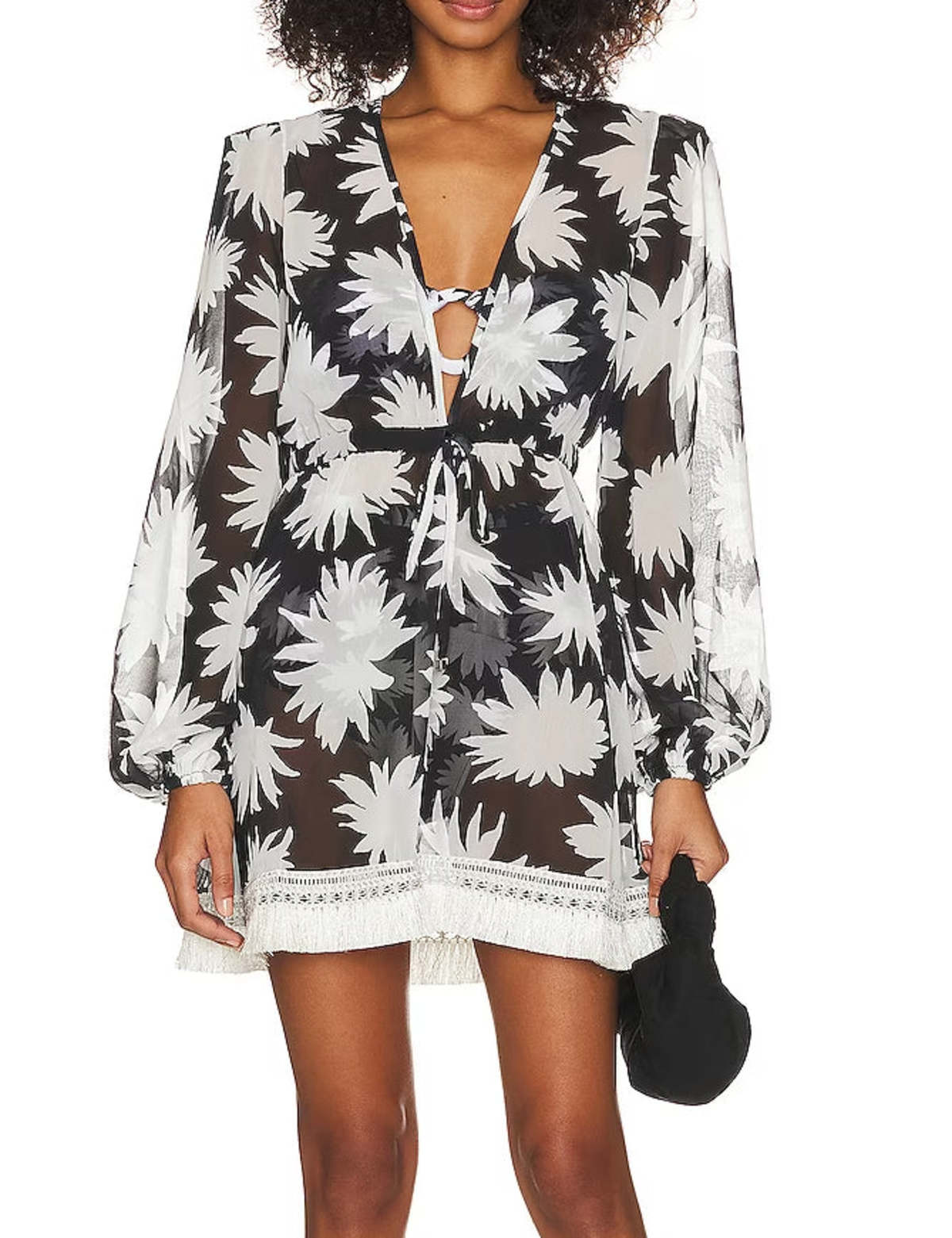 long sleeve mini dress in store TA3 Plungey Long Sleeve Mini Dress - Black - 3X