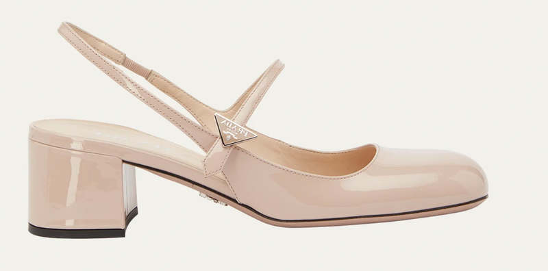 Prada Women's Cipria Nude Patent Leather Mary Jane Slingback