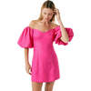 Rhode Resort Dali Puff Sleeve Mini Dress - Hot Pink - Thumbnail 2
