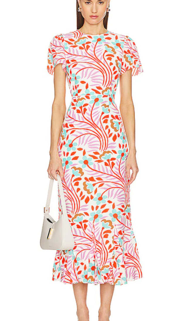 rhode lulani midi dress Rhode Lulani Printed Crepe De Chine Midi Dress - Ivory