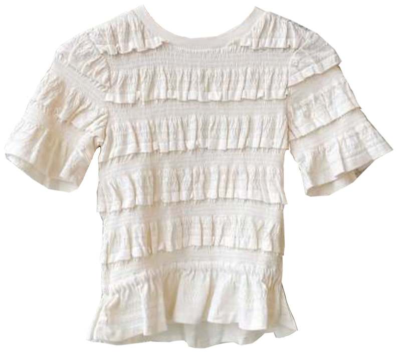 Sea NY Mable Cambric Short Sleeve Smocked Top - Ivory | Garmentory