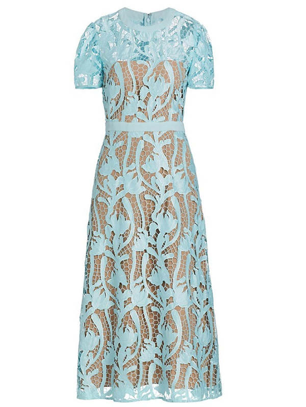 chinese dress ladies Burgundy Lace Collared Midi Dress – self-portrait-US main image 0
