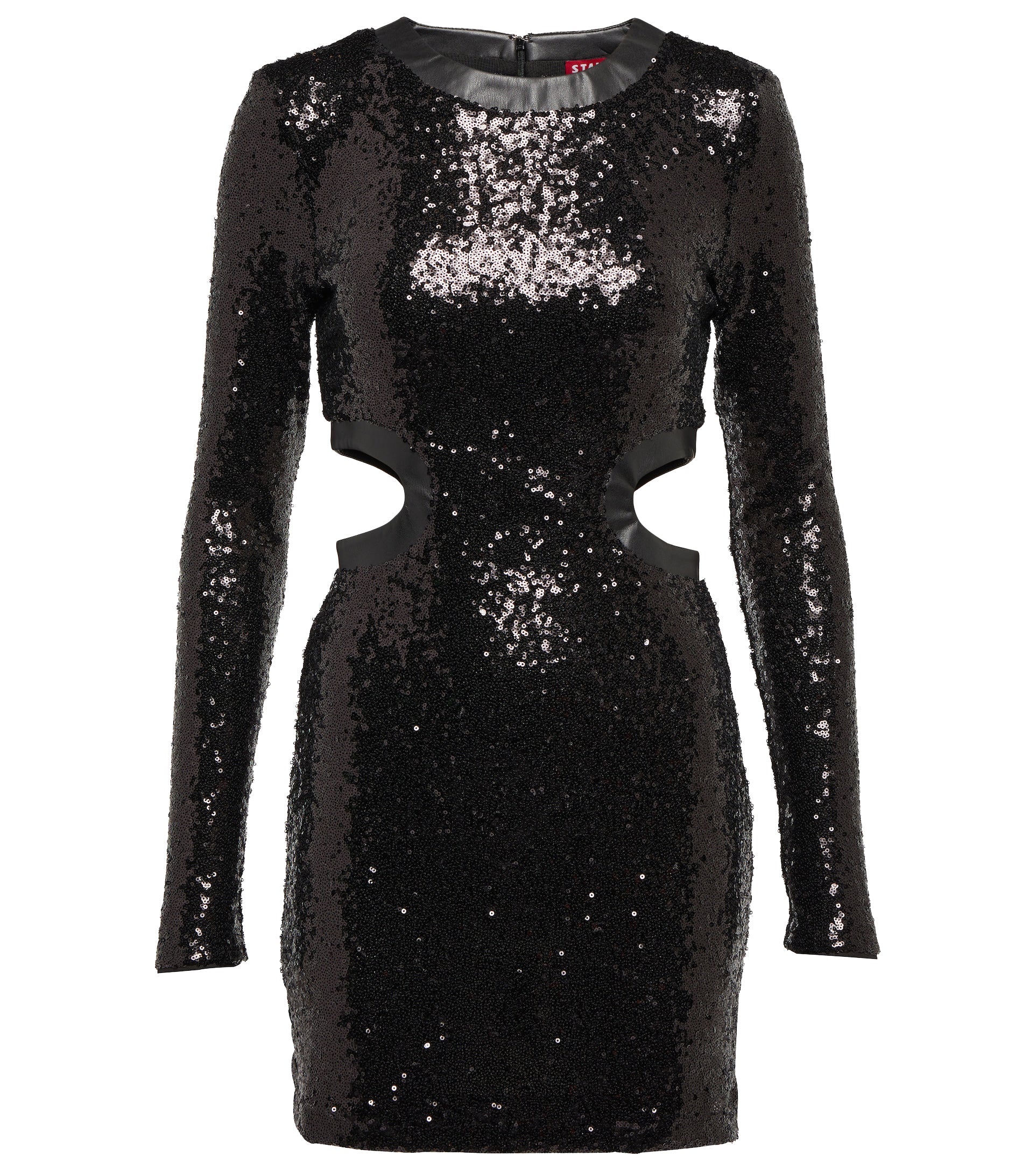 Staud Dolce Long Sleeve Cut-Out Sequin Mini Dress - Black