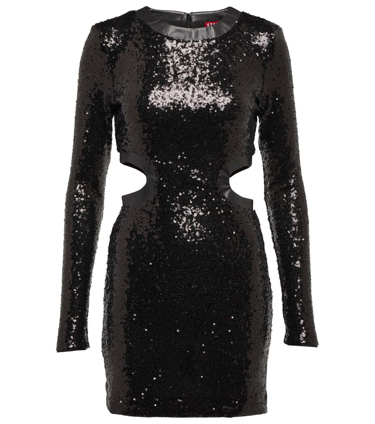 Staud Dolce Long Sleeve Cut-Out Sequin Mini Dress - Black | Garmentory