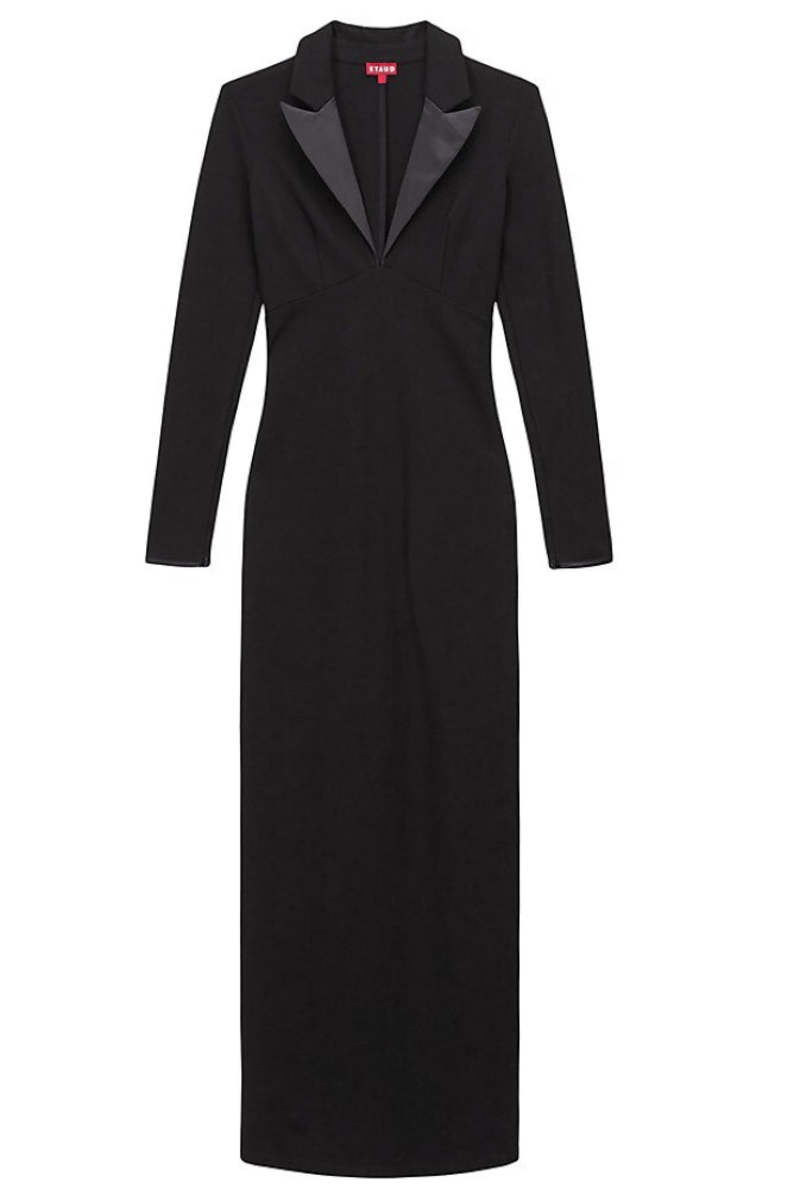 Staud Humboldt Faux Leather Collar Maxi Dress - Black