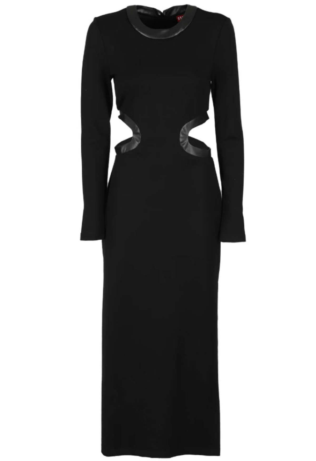 staud long sleeve dolce dress NWT Staud Dolce Cut-Out Long Sleeve Midi Dress Size M Black