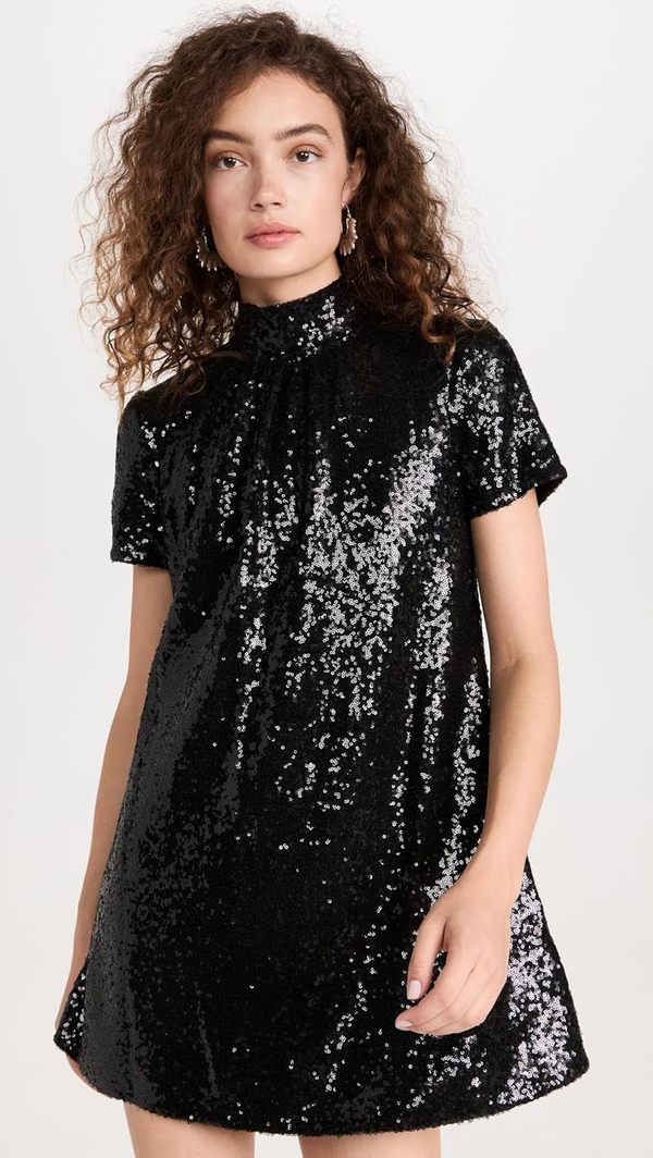 staud black ilana floral mini dress Black Short Sleeve Mini Dress - All Dresses