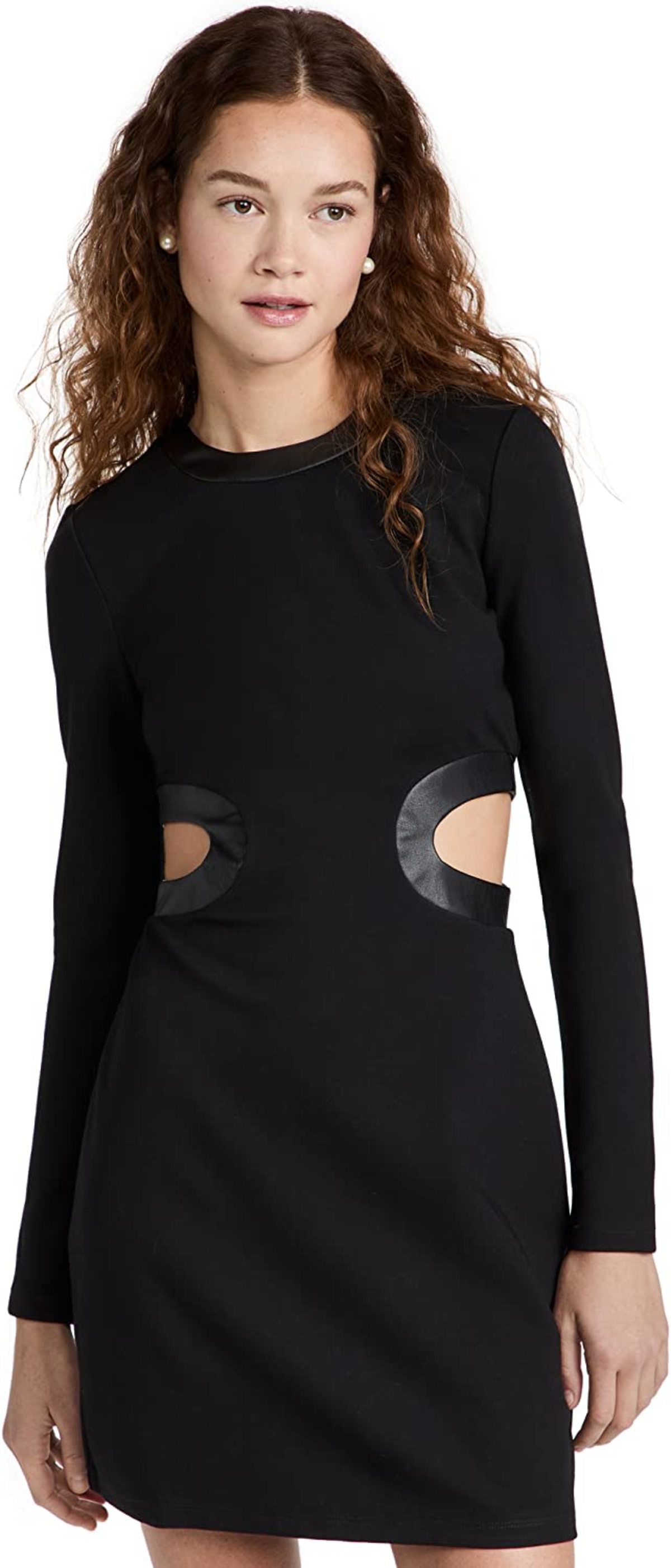 Staud Mini Long Sleeve Dolce Dress - Black/Black Staud Mini Long Sleeve Dolce Dress - Black/Black