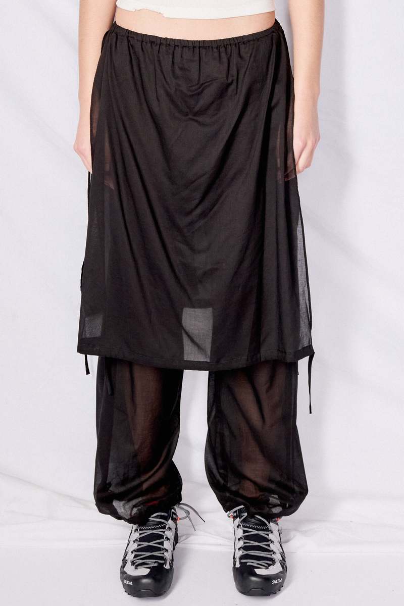 パンツ amomento | DRAWSTRING LAYERED PANTS AMOMENTO Black Drawstring Layered Banding Pants - Black