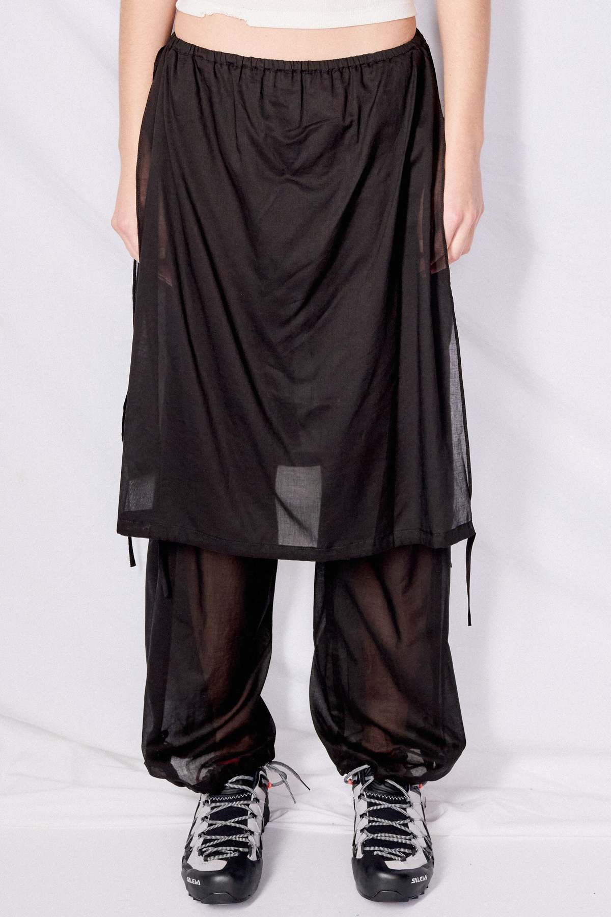 パンツ amomento | DRAWSTRING LAYERED PANTS AMOMENTO-Black-Drawstring-