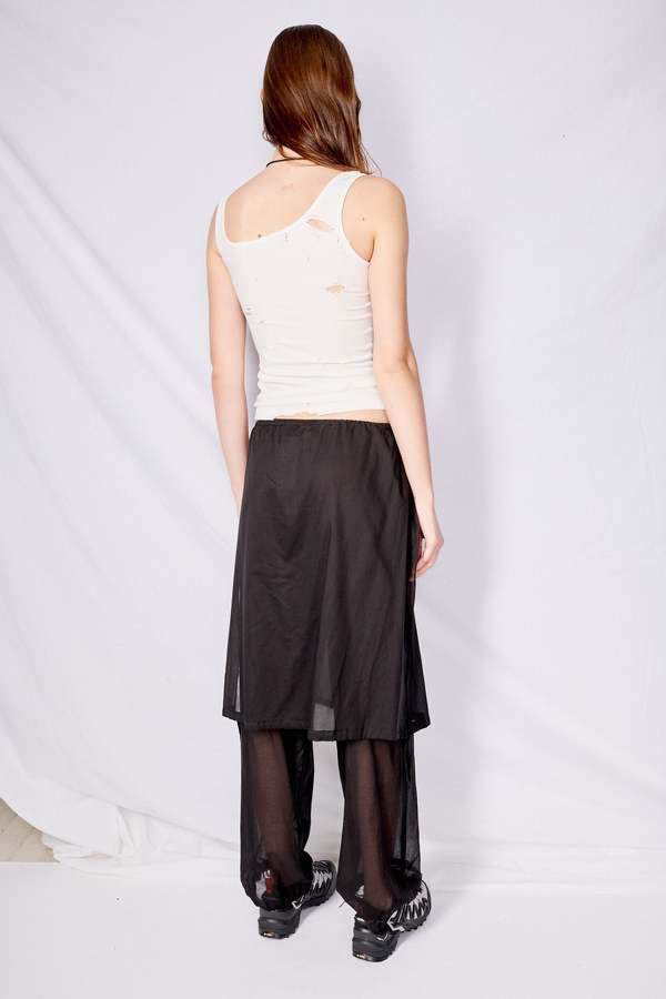 AMOMENTO Black Drawstring Layered Banding Pants - Black
