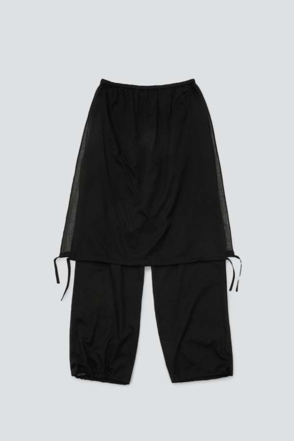パンツ amomento | DRAWSTRING LAYERED PANTS AMOMENTO Black Drawstring Layered Banding Pants - Black