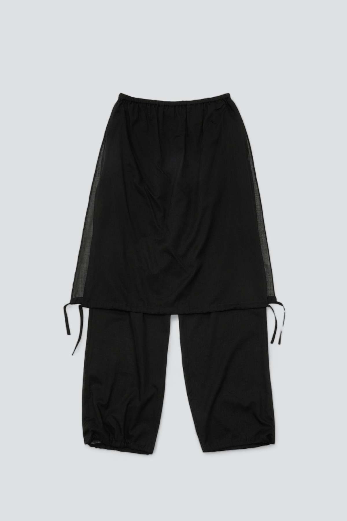 AMOMENTO Black Drawstring Layered Banding Pants - Black