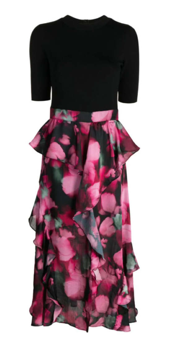 Ted Baker Darciia Ruffle Skirt Fitted Knit Bodice Dress - Black on Garmentory Ted Baker Darciia Ruffle Skirt Fitted Knit Bodice Dress - Black on Garmentory