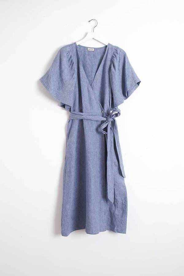 knee length dresses for ladies Midi linen dress BOHOL in White