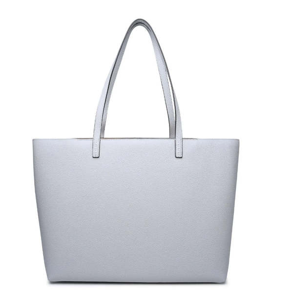 Tory Burch Mcgraw Leather Open Top Tote Bag Feather Gray